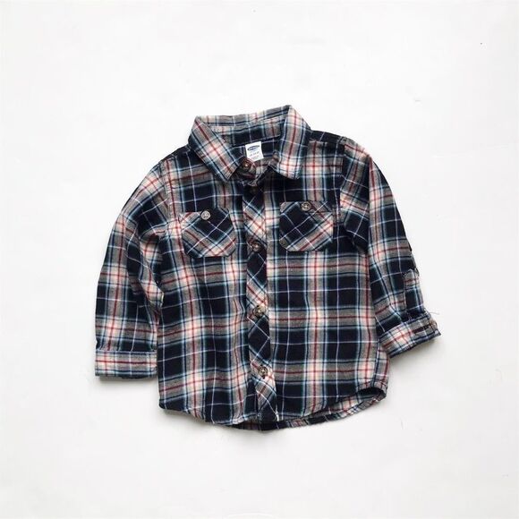 Old navy plaid button down EUC 18-24 months - Picture 1 of 2